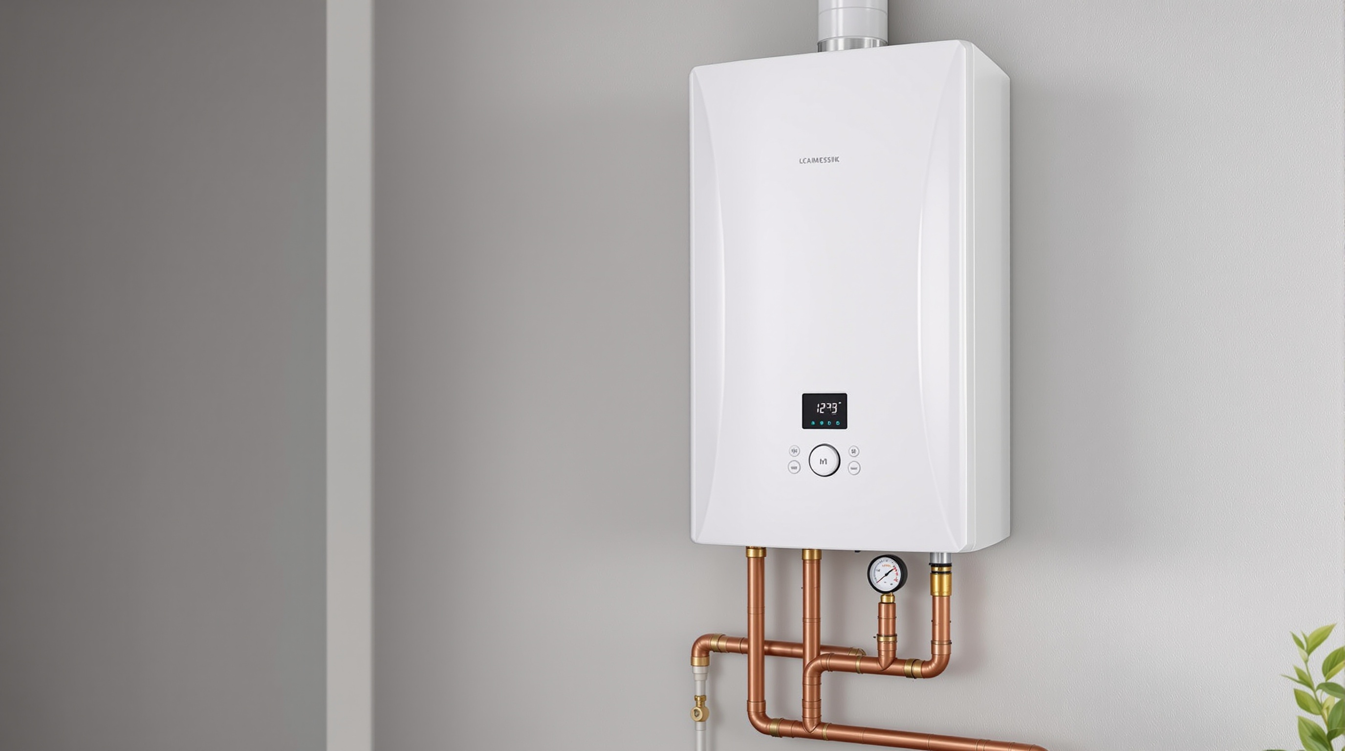 Modern residential combi boiler installation for domestic heating systems